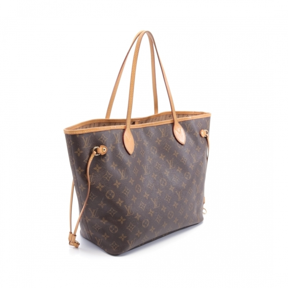 Louis Vuitton Neverfull MM Monogram Shoulder Bag Brown